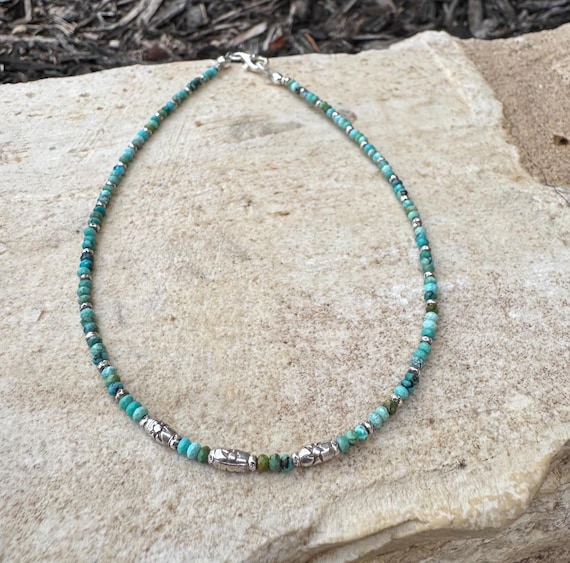 Turquoise Sterling Silver Ankle Bracelet, Dainty Ankle Bracelet, Minimalist Anklet, Summer Jewelry, Turquoise Jewelry