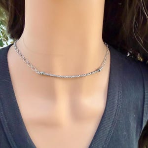 Sterling Silver Bar Necklace • Hand‑Forged Twisted Bar • Rustic Chain image 6