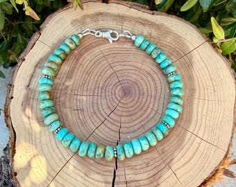 Kingman Green Turquoise Bracelet • Sterling Silver Southwest Style