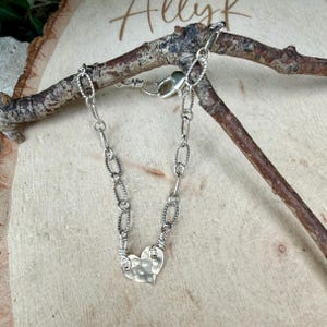 Mixed‑Metal Heart Bracelet • 14k Gold‑Filled Heart • Sterling Silver Chain • Dainty Jewelry image 7