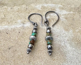 Desert Pearl Turquoise Earrings • Argentium Silver Southwest Dangles