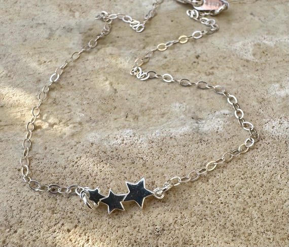 Graduating Stars Sterling Silver Ankle Bracelet, Star Anklet, Silver Chain Anklet, Star Jewelry, Perfect Gift