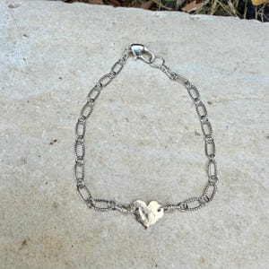 Mixed‑Metal Heart Bracelet • 14k Gold‑Filled Heart • Sterling Silver Chain • Dainty Jewelry image 6