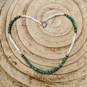Mother of Pearl, Kingman Turquoise & Desert Pearl Choker • Sterling Silver • Southwestern Jewelry image 11