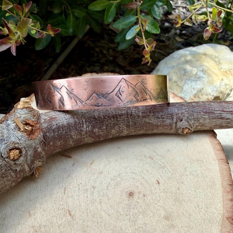 Rustic Mountains Copper Cuff • Hand‑Forged Raw Copper Bracelet image 10
