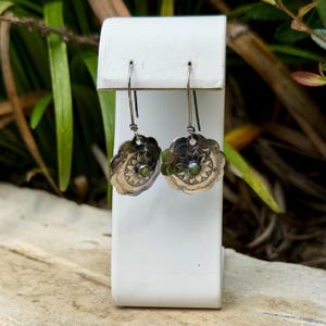 Sterling Sunflower Concho Earrings • Kingman Turquoise • 20mm Dangle image 10
