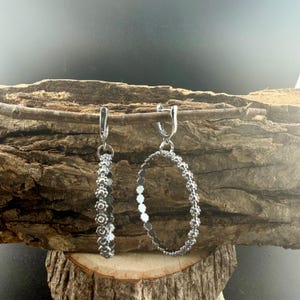 Sterling Silver Lever‑Back Hoop Earrings • Bali Berry Floral Patterned Wire • Handmade Hoops image 7