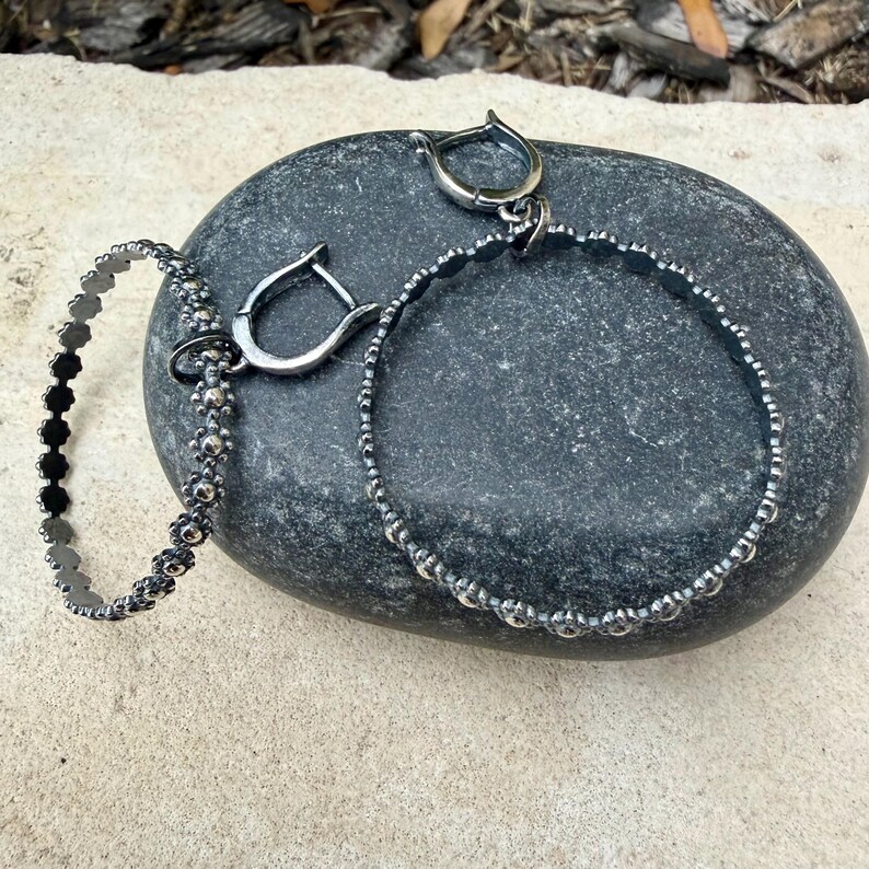 Sterling Silver Lever‑Back Hoop Earrings • Bali Berry Floral Patterned Wire • Handmade Hoops image 10