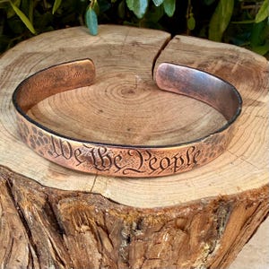 We The People Bracelet• Hand‑Forged Hammered Raw Copper Cuff image 9