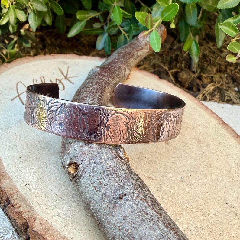 Horse Embossed Copper Cuff • Rustic Raw Copper Bracelet • Hand‑Forged Southwestern Jewelry image 9