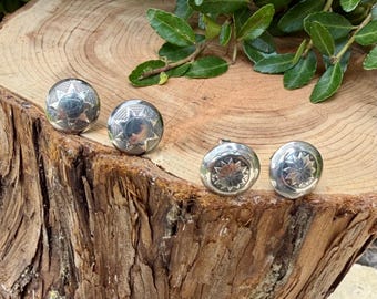 11mm Sterling Silver Stud Earrings • Sunflower • Star •Concho Posts