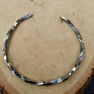 Sterling Silver Zig‑Zag Twist Cuff Bracelet • Oxidized Stacking Jewelry image 5