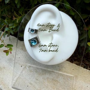 Swiss Blue Topaz Ear Cuff • Hammered Sterling Silver • No Piercing • 4mm or 7mm image 8