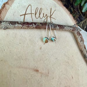Number 8 Turquoise Dangle Earrings • 6mm Cabochon Drop • Sterling or Argentium Silver image 10