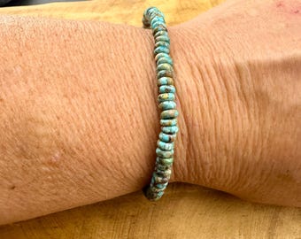 Turquoise Stretch Bracelet • 5mm Natural Rondelles • Minimalist Gemstone Jewelry