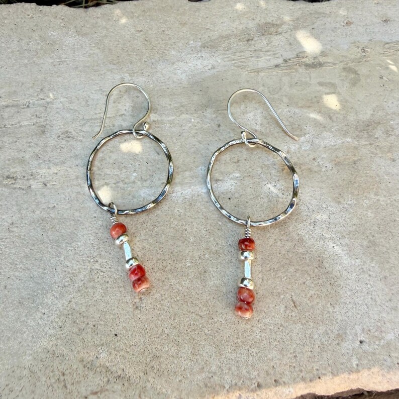 Spiny Oyster Circle Earrings • Sterling Silver • Southwestern Jewelry image 5