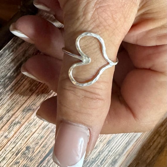 Sterling Silver Heart Ring, Thumb Ring, Sideways Heart Ring, Handmade Ring, Minimal Style, Statement Ring