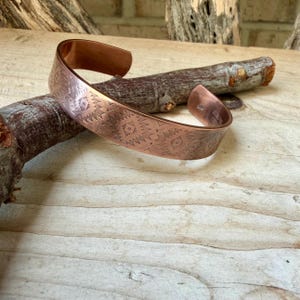 Southwest Copper Embossed Cuff • Raw Copper Bracelet • Hand‑Forged Western Jewelry image 3