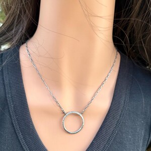 Sterling Silver Circle Necklace • Oxidized Silver Pendant • Everyday Minimalist image 6