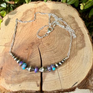Spotted Purple Mohave Turquoise Necklace • Desert Pearls • Sterling Silver Southwest Jewelry image 2