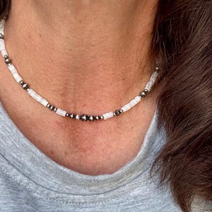 Navajo Pearl & Mother of Pearl Necklace, Sterling Silver Necklace Choker