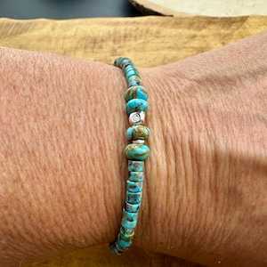 Pulseira Olho Grego Turquesa • Turquesa Kingman e Hubei • Prata de Lei