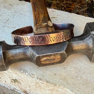 We The People Bracelet• Hand‑Forged Hammered Raw Copper Cuff image 5