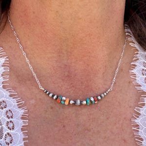 Spiny Oyster Turquoise Bar Necklace • Desert Pearls • Sterling Silver Southwest Necklace
