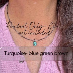 8x10 Gemstone Pendant • Sterling Silver • Kingman Turquoise, White Buffalo, Onyx, Moonstone, Garnet Turquoise-blue green