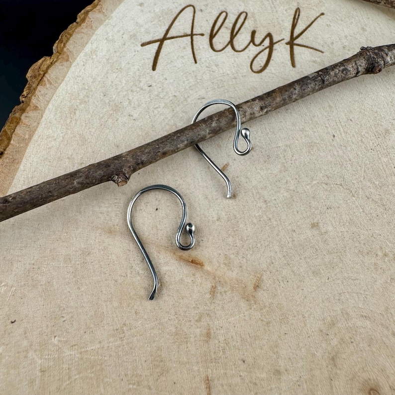 18g Argentium Ball End Ear Wires • 3/4 Inch • Hand‑Forged Silver Findings image 8