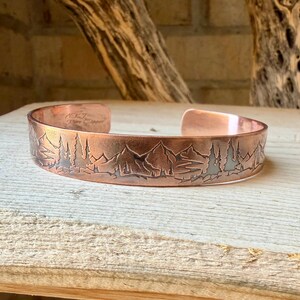 Rustic Mountains Copper Cuff • Hand‑Forged Raw Copper Bracelet