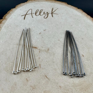 22g Argentium Ball Headpins • 2 or 3 Inch • Hand‑Forged • 10 Pack