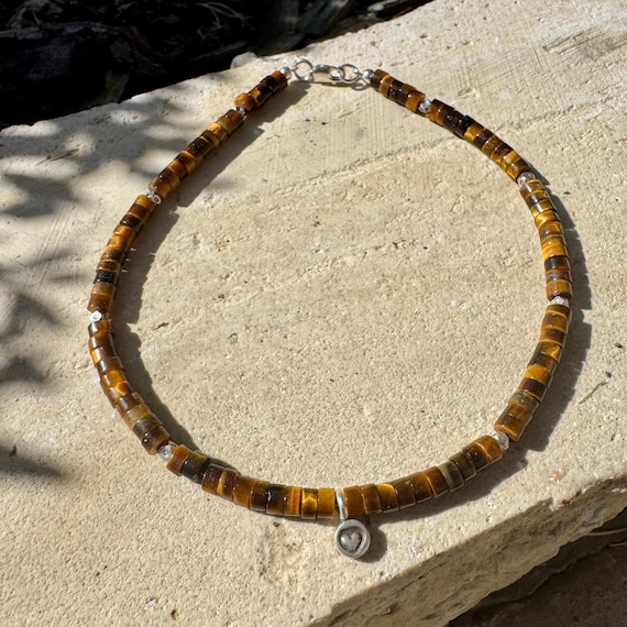 Tiger's eye sterling silver gemstone bracelet