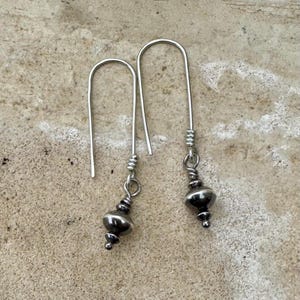 Sterling Silver Desert Pearl Earrings • Dainty Oxidized Saucer Pearls • Lightweight Drops
