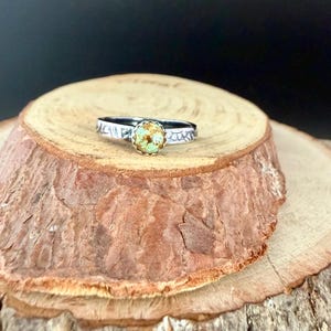 6mm Number 8 Turquoise Ring • Floral Sterling Silver Band • Southwest Jewelry image 5
