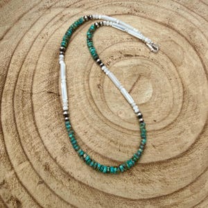 Mother of Pearl, Kingman Turquoise & Desert Pearl Choker • Sterling Silver • Southwestern Jewelry image 5