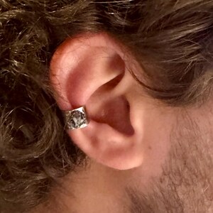 Sterling Silver 6mm Genuine White Buffalo Ear Cuff | Wide Conch Band | No-Piercing Earring image 2