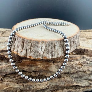 5mm Sterling Silver Desert Pearl Choker Necklace • Classic Southwestern Elegance immagine 3