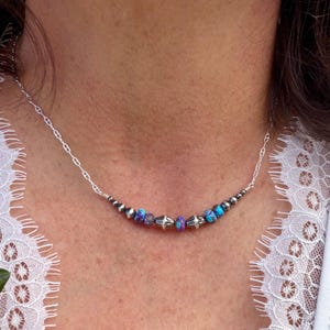 Spotted Purple Mohave Turquoise Necklace • Desert Pearls • Sterling Silver Southwest Jewelry
