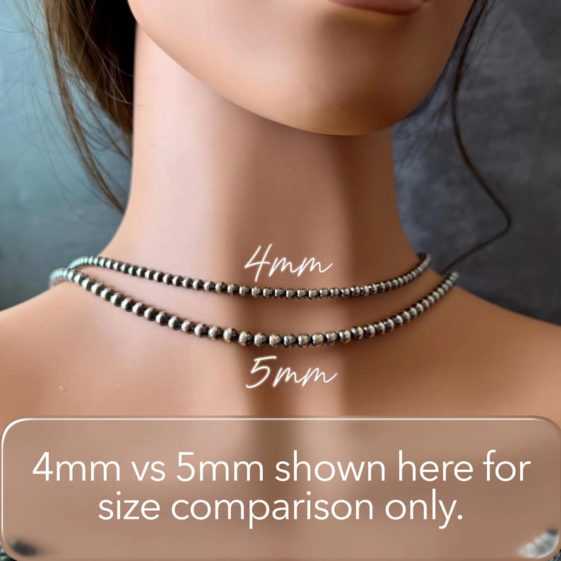 4mm Sterling Silver Desert Pearl Choker Necklace • Classic Southwestern Elegance image 7