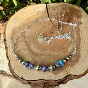 Spotted Purple Mohave Turquoise Necklace • Desert Pearls • Sterling Silver Southwest Jewelry image 5