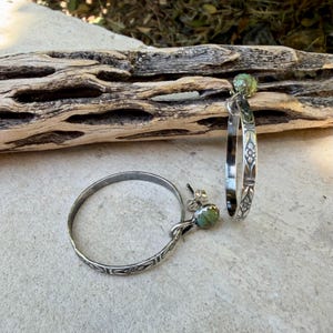 Turquoise Sterling Silver Butterfly‑Floral Hoop Earrings • 6mm Kingman Turquoise • Custom Colors image 1