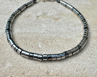 Hematite Sterling Silver Bracelet – Unisex Grounding Jewelry | Stackable and Handcrafted