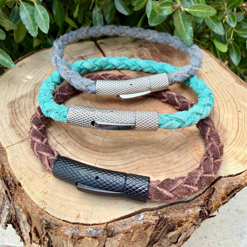 5 mm Geflochtenes Wildlederarmband • Bajonettverschluss • Lederschmuck Bild 7