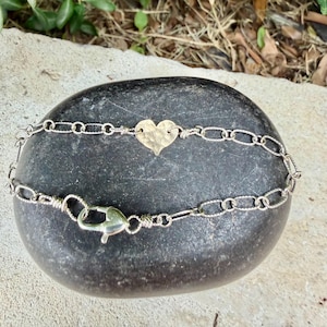 Mixed‑Metal Heart Bracelet • 14k Gold‑Filled Heart • Sterling Silver Chain • Dainty Jewelry image 9