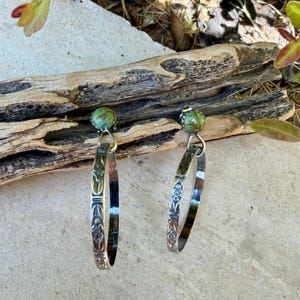 Turquoise Sterling Silver Butterfly‑Floral Hoop Earrings • 6mm Kingman Turquoise • Custom Colors image 7