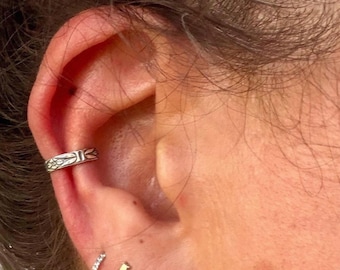 Floral Butterfly Sterling Silver Ear Cuff • Faux Conch • No Piercing • Minimalist Unisex Jewelry