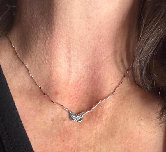 Sterling Silver Butterfly Charm Necklace, Connector Pendant Necklace, Personalized Necklace, Gift for Her, Custom Necklace