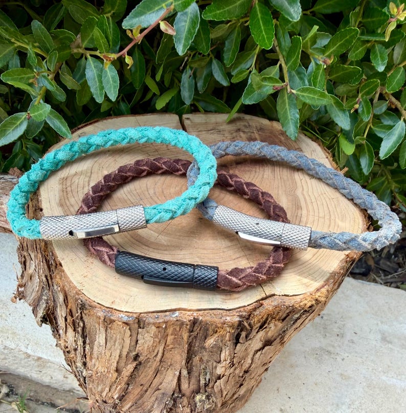 5 mm Geflochtenes Wildlederarmband • Bajonettverschluss • Lederschmuck Bild 8