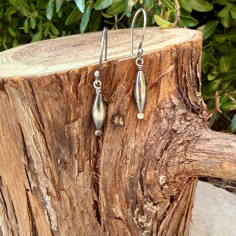 Desert Pearl Dangle Earrings • Sterling Silver Torpedo Drop Earrings • Southwest Jewelry image 5